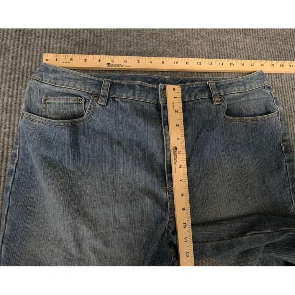 Talbots Straight Leg Jeans Womens 16 Blue‎ Stretch Beaded Embroidered Casual